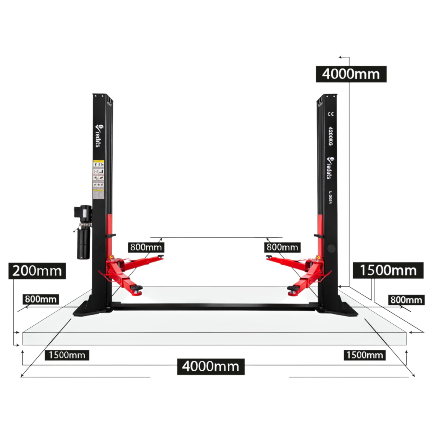 Elektrohydraulische 4,2T Hebebühne Semi-Automatik 380V Redats L-205R - Verstärkte Ausführung!