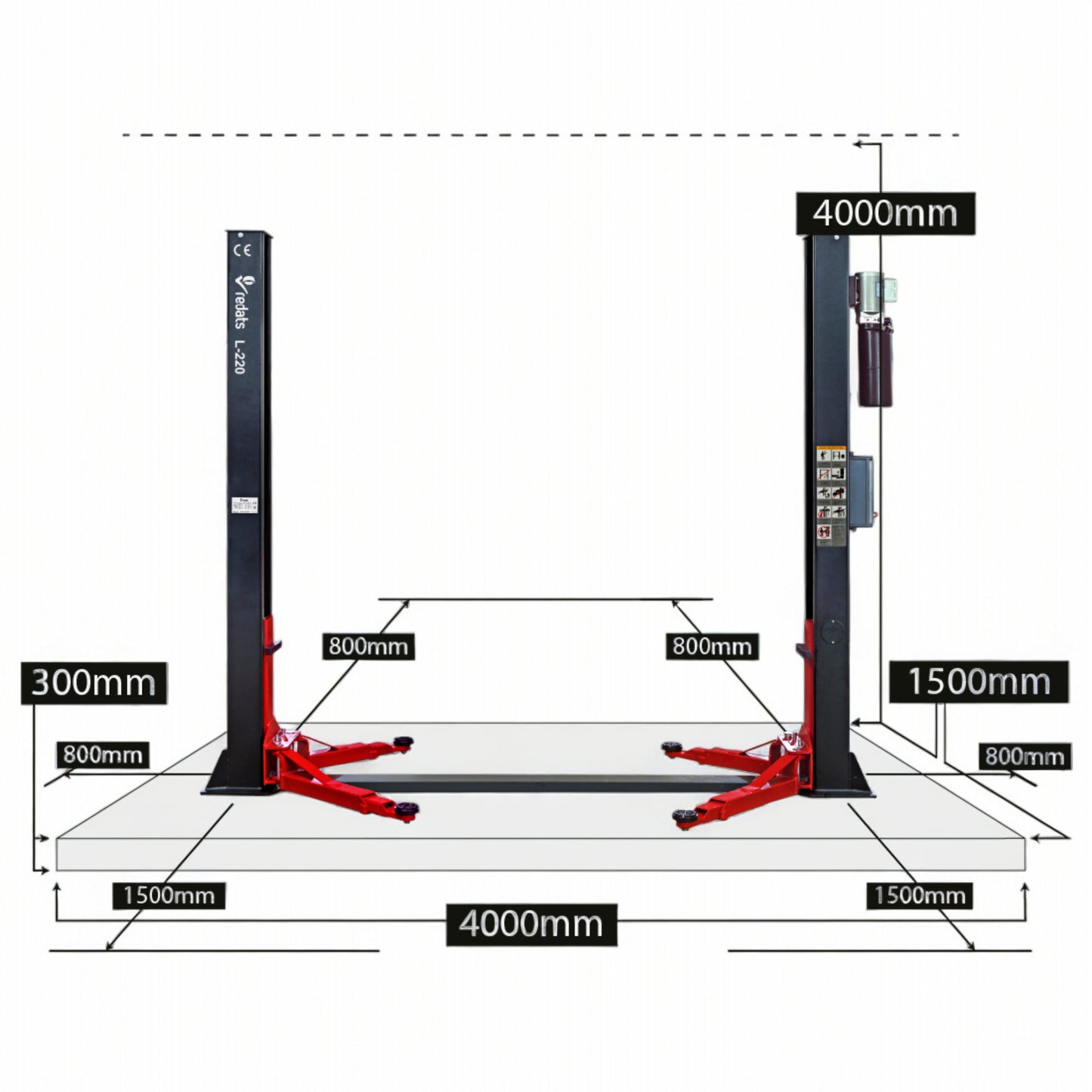 Elektrohydraulische 4,0T Hebebühne Automatik 380V Redats L-220 - Komplettpaket!