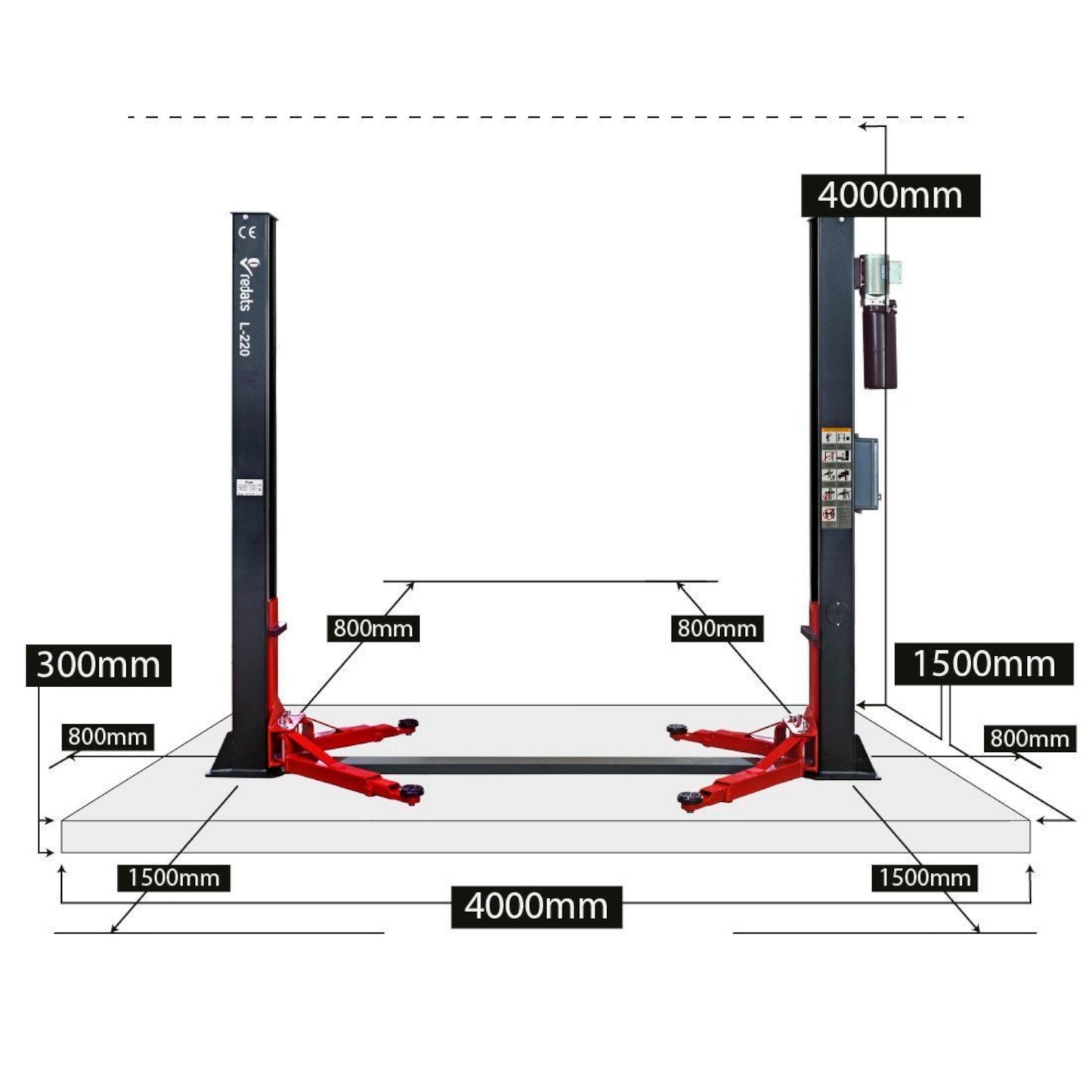 Elektrohydraulische 4,0T Hebebühne Automatik 380V Redats L-220 - Komplettpaket!
