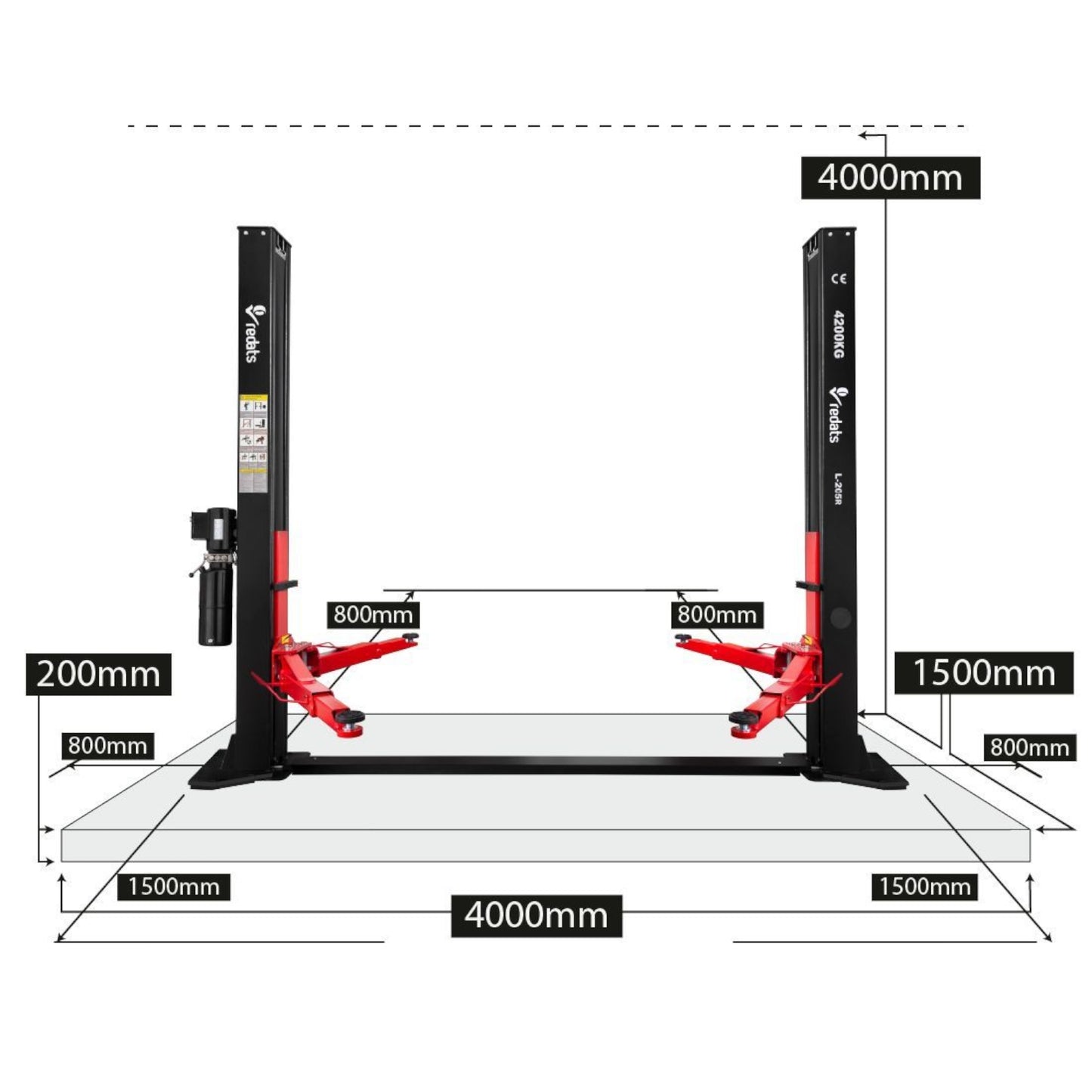Elektrohydraulische 4,2T Hebebühne Semi-Automatik 380V Redats L-205R - Verstärkte Ausführung!
